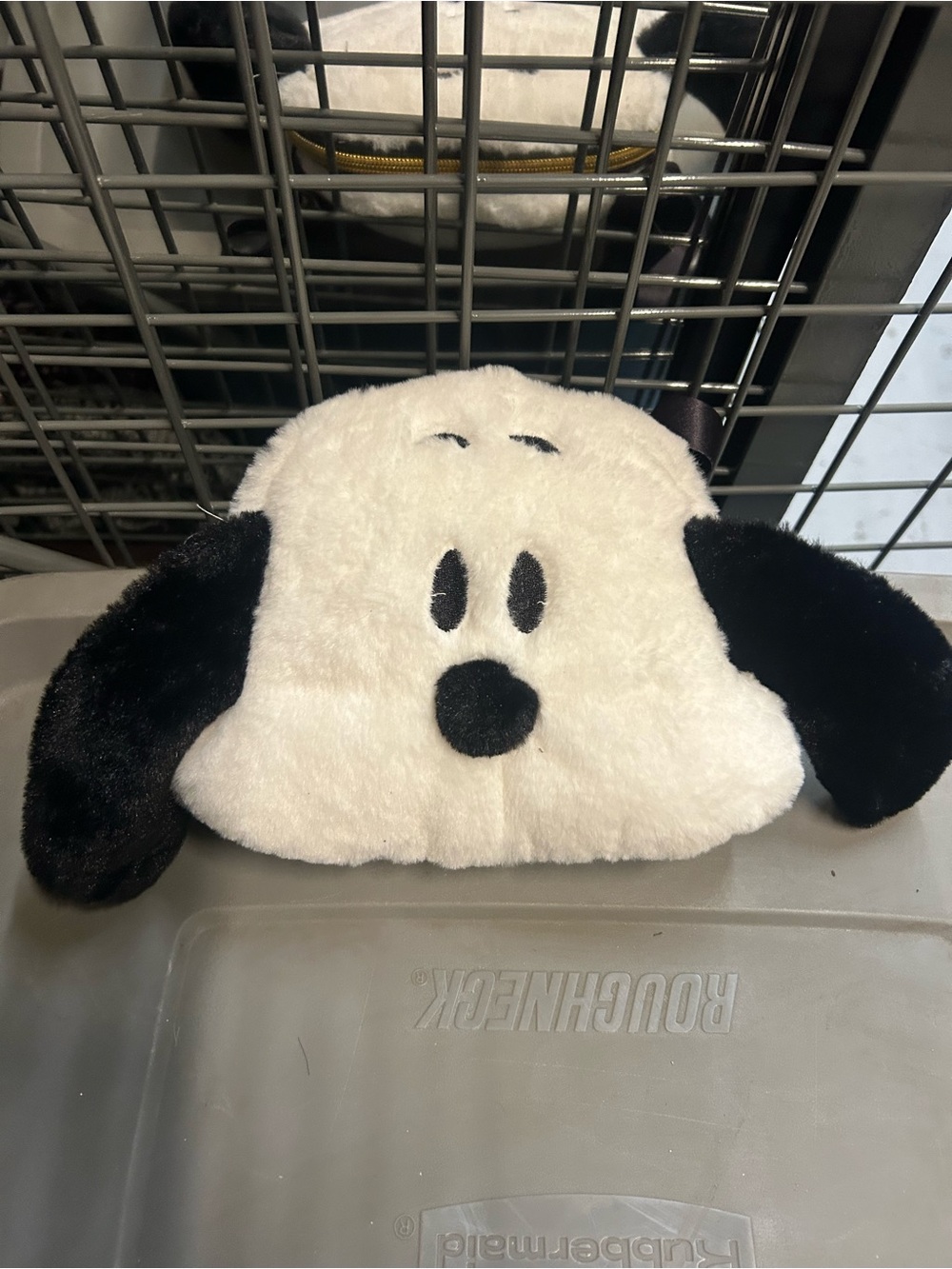 Cute Snoopy Plush Dog Face crossbody Bag - Black & White dog 🐶